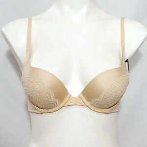 32A‎ Maidenform Lacy Demi Coverage Push-Up UW Bra Nude NWT